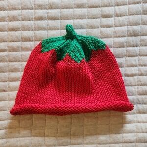 Strawberry Knit Infant Hat